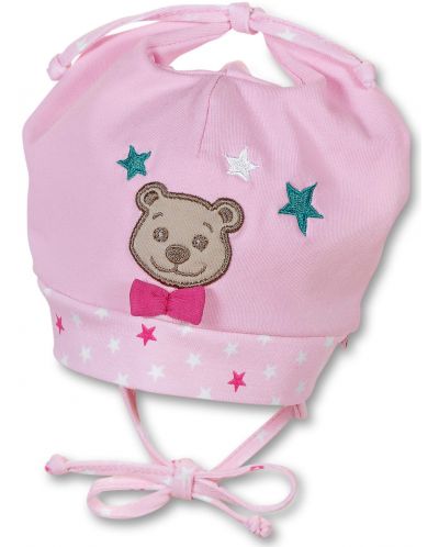 Pălărie din bumbac cu protecție UV 15+ Sterntaler - ursuleț, 45 cm, 6-9 luni, roz - 1