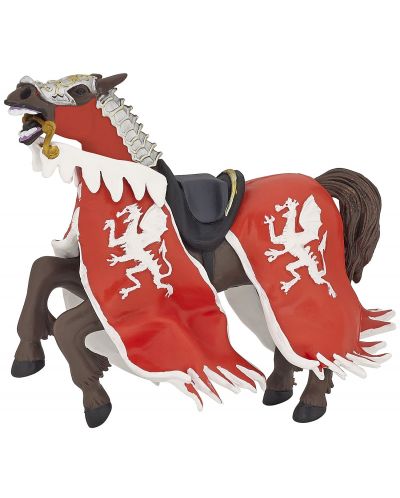 Fugurina Papo The Medieval Era – Calul Cavalerului Dragonului Rosu - 1