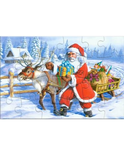 Puzzle-carte poştală Castorland din 24 piese - Renii lui Moș