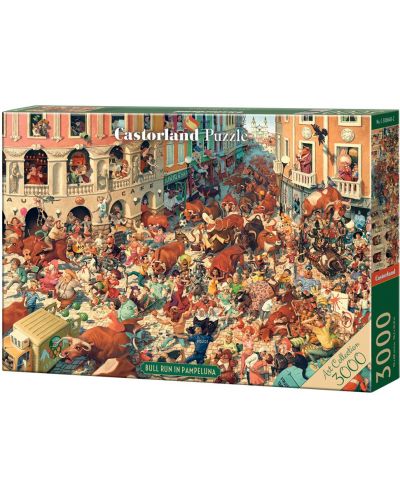 Puzzle Castorland din 3000 de piese - Cursă de tauri în Pamplona - 1