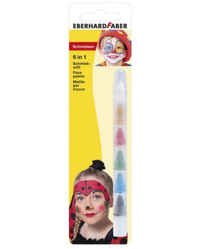 Creioane de față Eberhard Faber - 6 culori, mini - 1