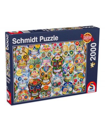 Puzzle Schmidt din 2000 de piese - Cranii cu flori - 1