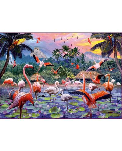Puzzle Ravensburger 1000 de piese - Flamingo roz - 2