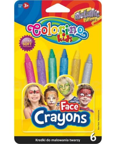 Pasteluri pentru fata Colorino Kids - 6 culori, metalic - 1