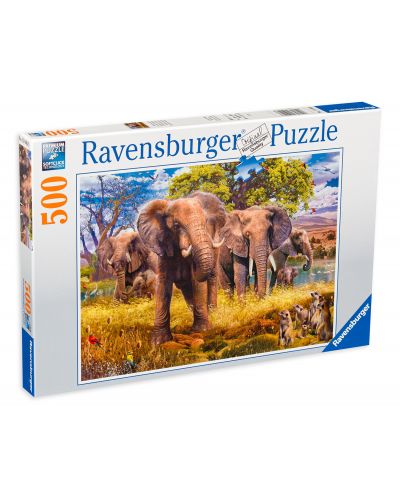Puzzle Ravensburger de 500 piese - Familia elefantilor - 1