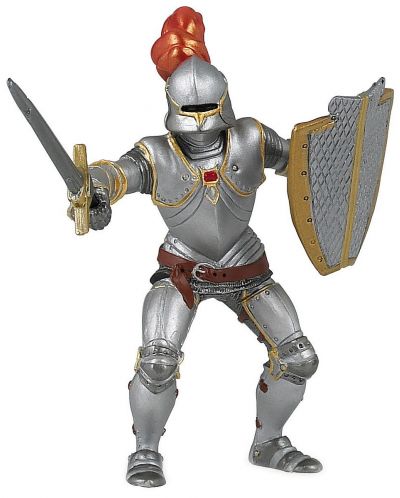 Figurina Papo The Medieval Era – Cavaler cu armura si pana rosie - 1