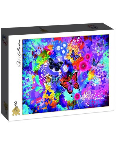 Puzzle Grafika de 1500 de piese - Flori și fluturi colorați - 1