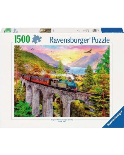 Puzzle Ravensburger  din  1500 piese - Călătorie cu trenul toamna - 1