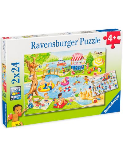 Puzzle Ravensburger din 2 x 24 de piese - Distracție la lac - 1