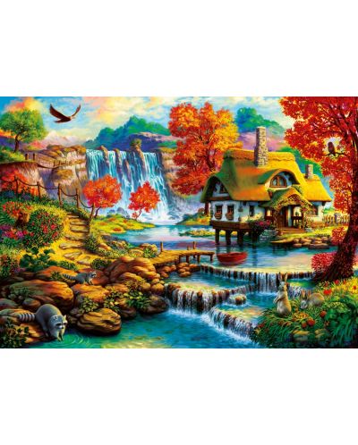 Puzzle  Bluebird de 1000 piese - Country House by the Water Fall, Art World - 2
