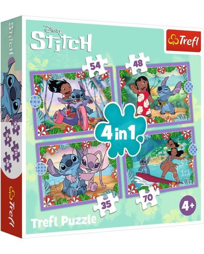 Puzzle Trefl 4 în 1 - Ziua nebună a lui Lilo și Stitch - 1