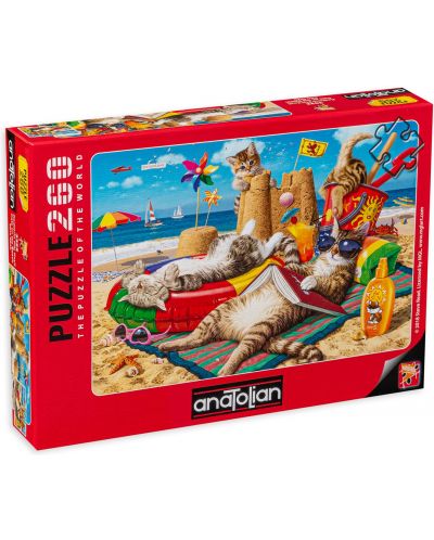 Puzzle Anatolian de 260 piese - Pisici pe plaja, Steve Reed - 1