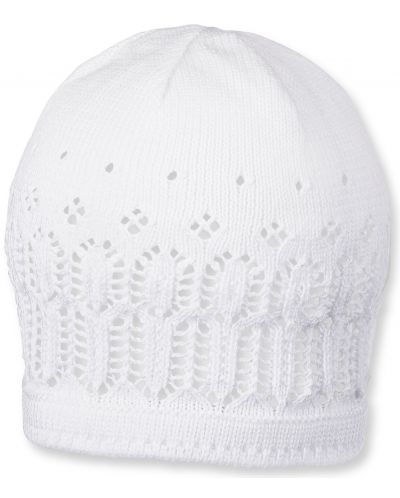 Pălărie pentru copii din bumbac tricotata Sterntaler - 49 cm, 12-18 luni, albă - 1