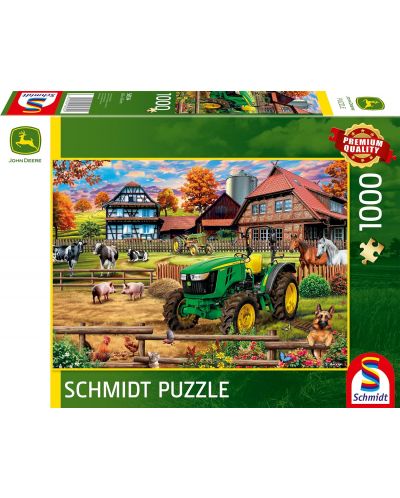 Puzzle Schmidt din 1000 de bucăți - Fermă cu tractor John Deere 5050E  - 1