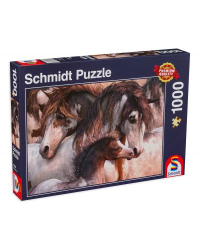 Puzzle Schmidt din 1.000 de piese - Familie de cai - 1