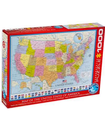 Puzzle Eurographics de 1000 piese – Harta Statelor Unite - 1