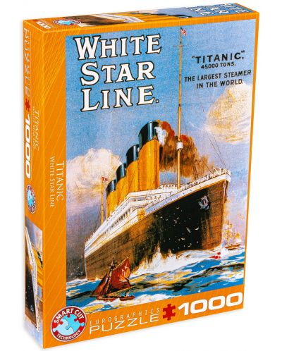 Puzzle Eurographics de 1000 piese – Poster cu Titanic, White Star Line - 1