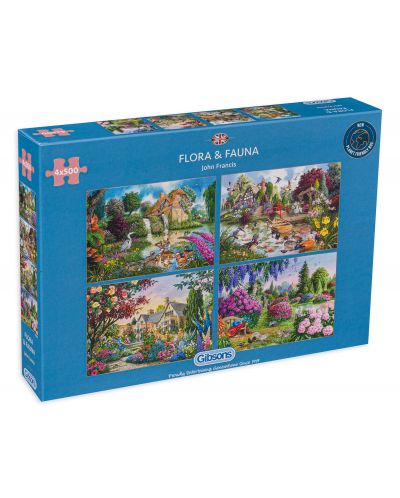 Puzzle Gibsons din 4 X 500 piese - Flora si fauna, John Francis - 1