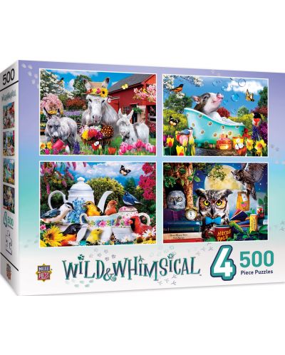 Puzzle Master Pieces 4 in 1 - Wild & Whimsical 4-Pack 500pc - 1