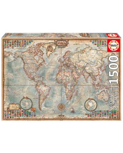 Puzzle Educa din 1500 de piese - Harta politica a lumii - 1