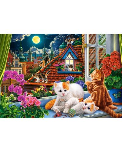 Puzzle Castorland din 1500 de piese - Pisicuțe pe acoperiș - 2