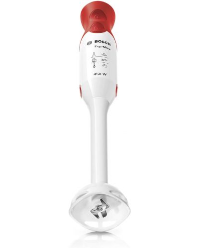 Blender de mână  Bosch - ErgoMixx MSM64010, 450W, 2 viteze, alb/roșu - 2