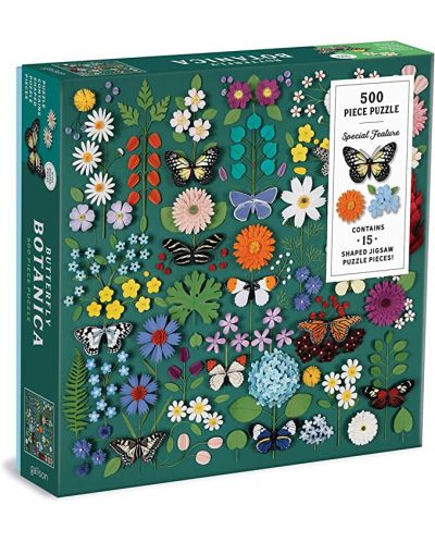 Puzzle Galison din 500 de piese - Flori si fluturi - 1