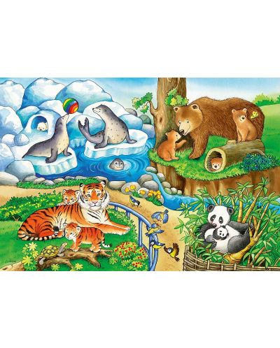 Puzzle Ravensburger 2 de cate 12 piese - Animale in gradina zoologica - 3