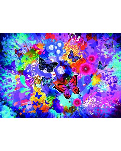 Puzzle Grafika de 1500 de piese - Flori și fluturi colorați - 2