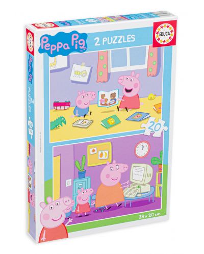 Puzzle Educa de 2 x 20 piese - Aventurile lui Peppa Pig - 1
