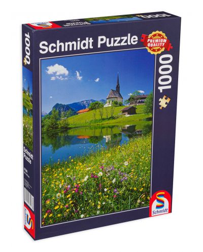 Puzzle Schmidt din 1000 de piese - Inzell, Einsiedlhof and St. Nicholas Church - 1