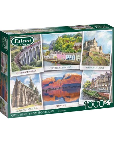 Puzzle Falcon de 1000 piese -Greetings from Scotland - 1