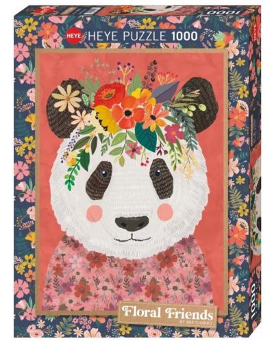 Puzzle Heye de 1000 piese - Floral Friends Cuddly Panda - 1