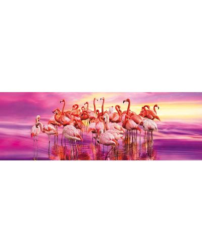 Puzzle panoramic Clementoni din 1000 de piese - Dansul flamingo-urilor roz - 2