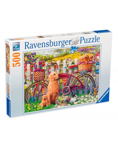 Puzzle Ravensburger de 500 piese - Cute dogs in the garden - 1