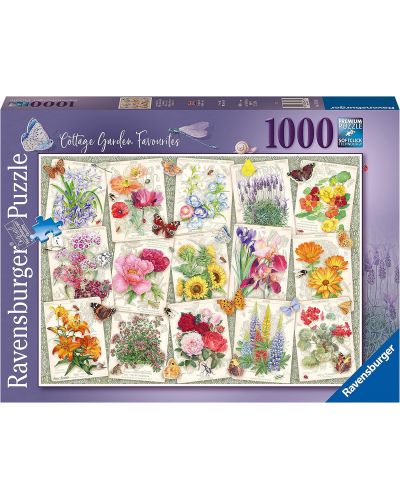 Puzzle Ravensburger 1000 de piese - Flori de grădină preferate  - 1