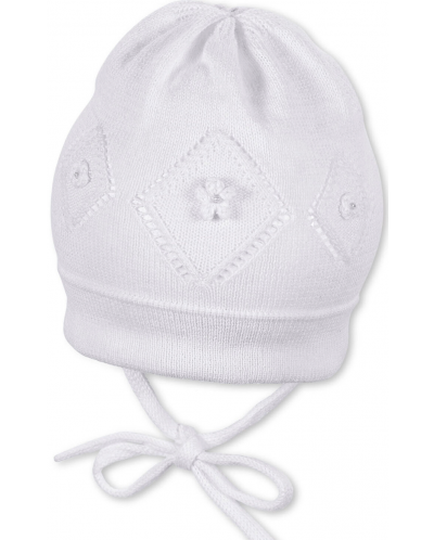 Pălărie pentru copii din bumbac tricotata Sterntaler - 49 cm, 12-18 luni, albă - 1