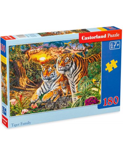 Puzzle Castorland din 180 de piese - O familie de tigri - 1