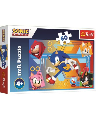 Puzzle Trefl de 60 de piese - Sonic în acțiune - 1