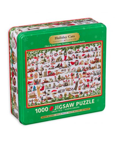 Eurographics Puzzle metalic de 1000 de piese - Pisicuțe de Crăciun - 1