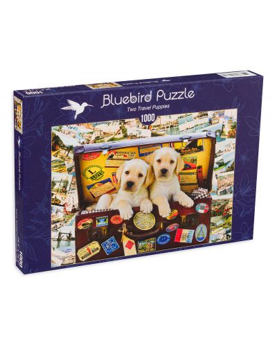 Puzzle Bluebird de 1000 piese - Two Travel Puppies - 1