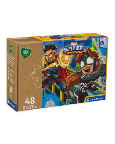 Puzzle Clementoni din 3 x 48 piese -Play For Future, Superhero - 1