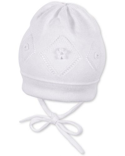 Pălărie pentru copii din bumbac tricotata Sterntaler - 45 cm, 6-9 luni, albă - 1