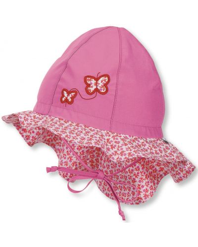 Pălărie de vară din bumbac cu protecție UV 30+ Sterntaler - Fluturi roz, 45 cm - 1