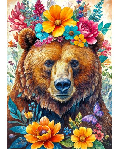 Puzzle Black Sea de 500 de bucăți - Printre flori: ursul - 2