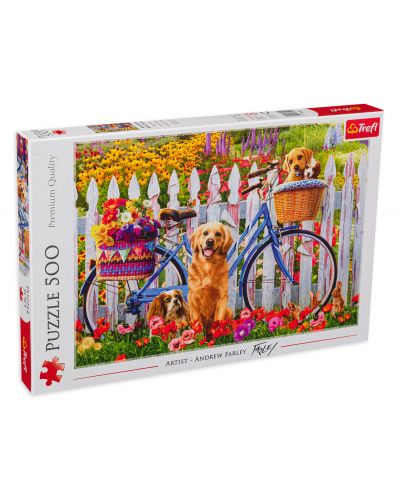 Puzzle Trefl din 500 de piese - Câine cu bicicleta - 1