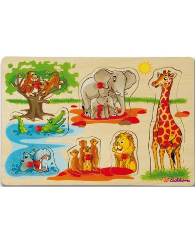 Puzzle cu mânere Eishhorn - Animale din junglă - 1