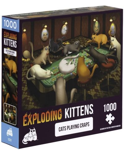 1000 de piese Exploding Kittens Puzzle - Jocuri cu pisici de cărți  - 1