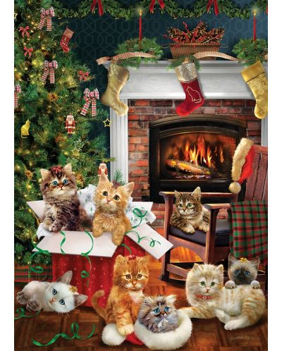 Puzzle Cobble Hill din 1000 de piese - Pisicuțe de Crăciun - 2