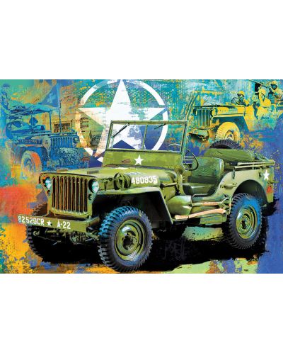 Eurographics Puzzle cu 550 de piese în cutie metalică - Jeep militar  - 2